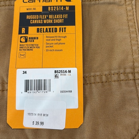 Carhartt Men's Brown Flat Front Shorts. NWT! - Picture 5 of 5